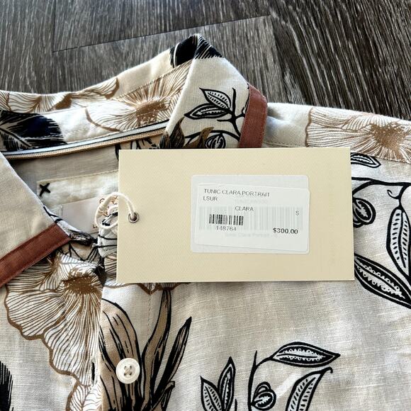 NWT Las Sureñas Clara Portrait Linen Shirt Dress Linen Cotton Animal Floral Sz S - Picture 3 of 16